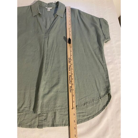 Cato Womens Sage Green Button-Back Top M Casual Popover Flowy City Comfy Blouse - Picture 7 of 13